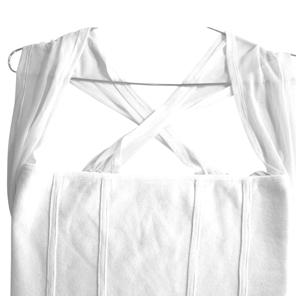 Promise The Label White Mesh Strap Corset Knit Top Crisscross Back Medium - Picture 7 of 11